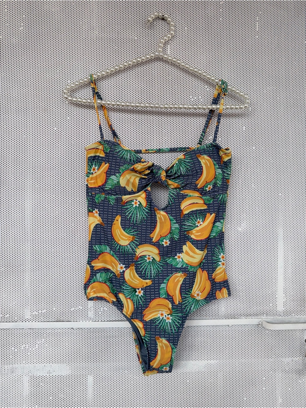Rip Curl Navy Banana-Print One-Piece with Front Tie